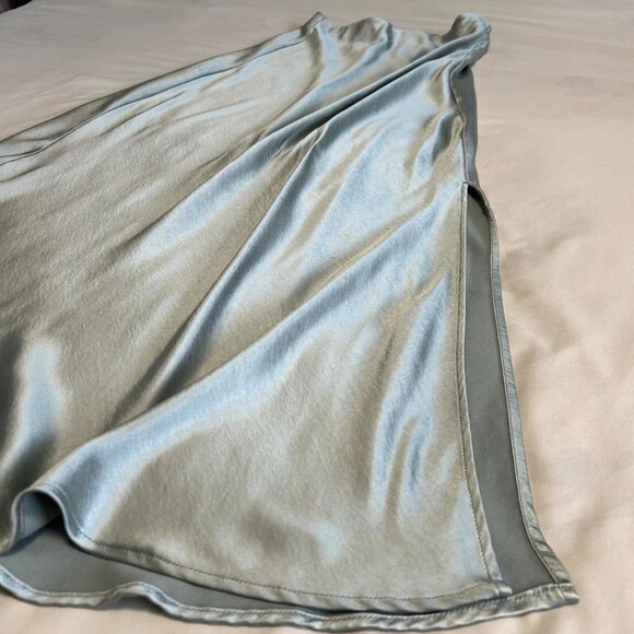 Dynamite Mint Satin Midi Skirt with Slit | XS - Picture 3 of 11